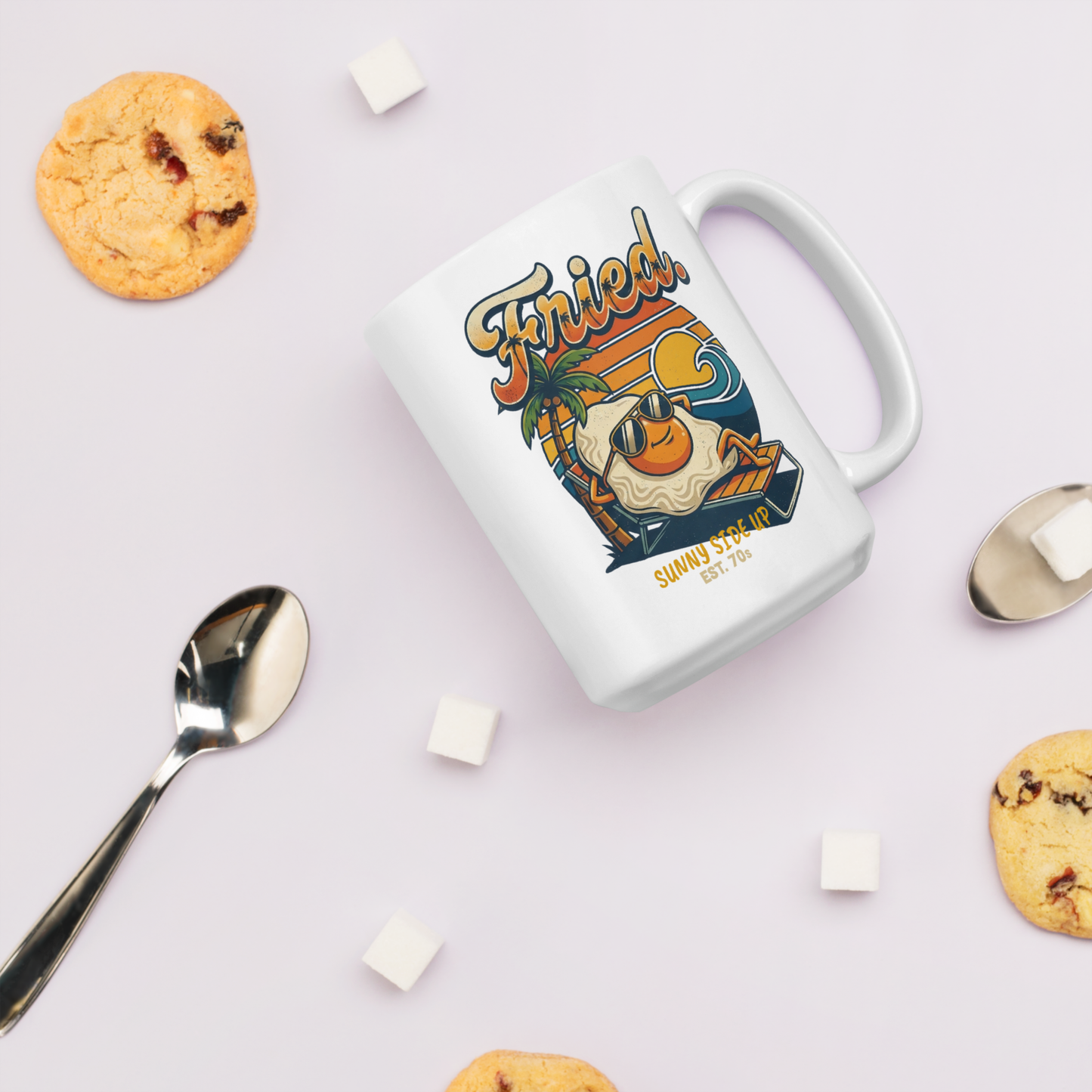 "Fried Egg" White glossy mug