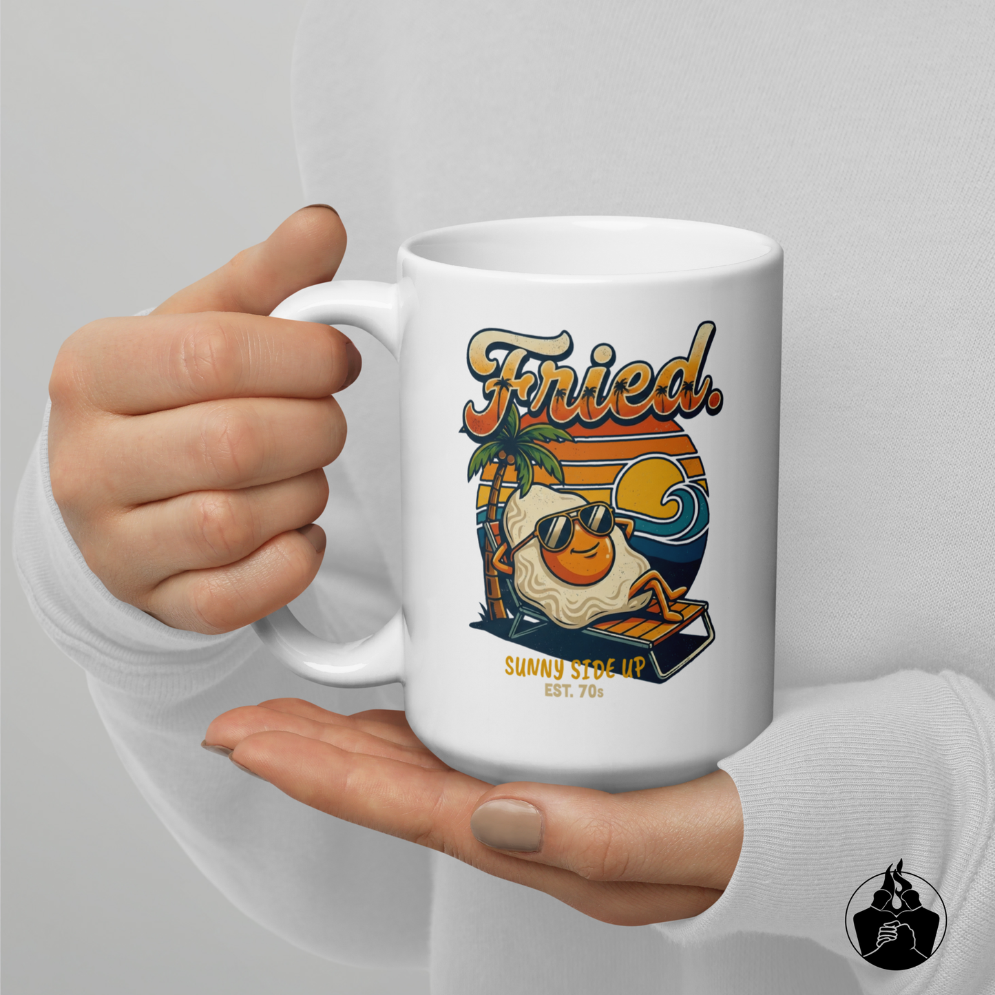 "Fried Egg" White glossy mug