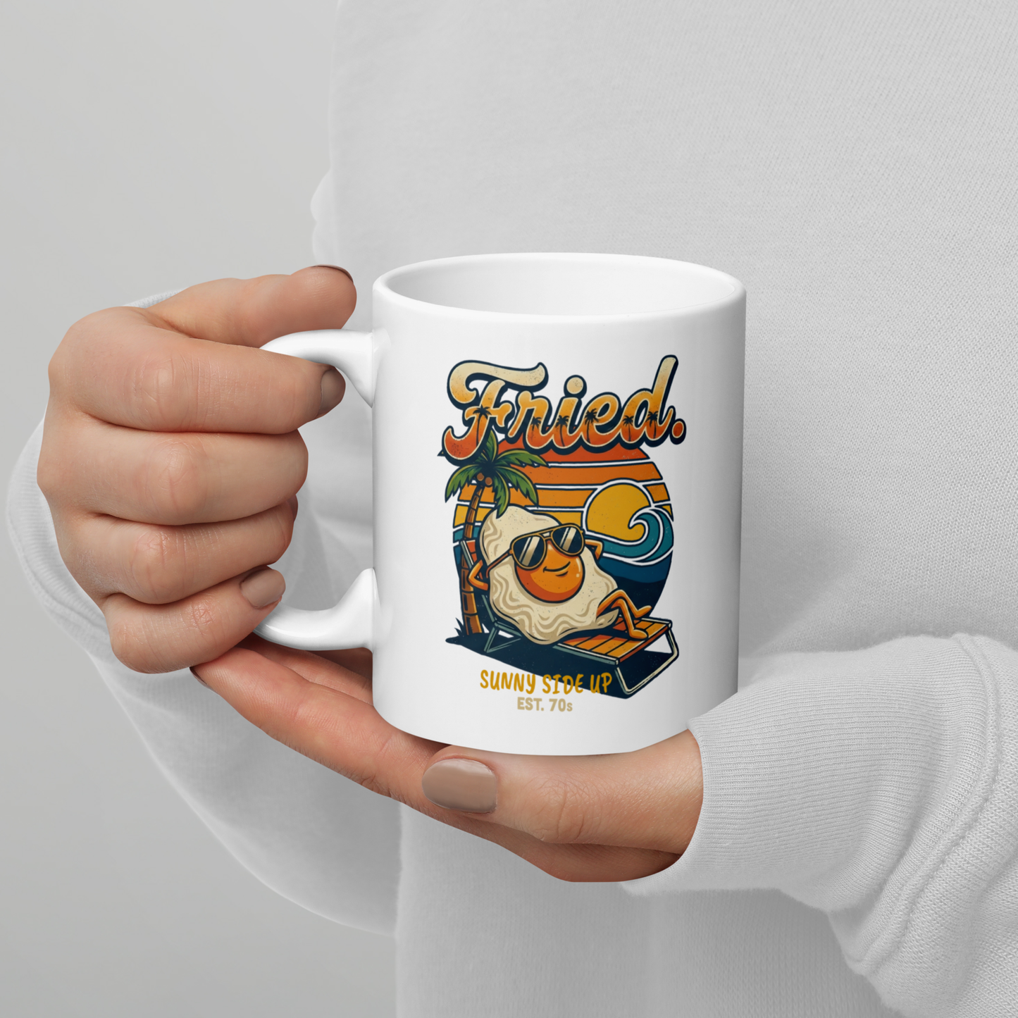 "Fried Egg" White glossy mug