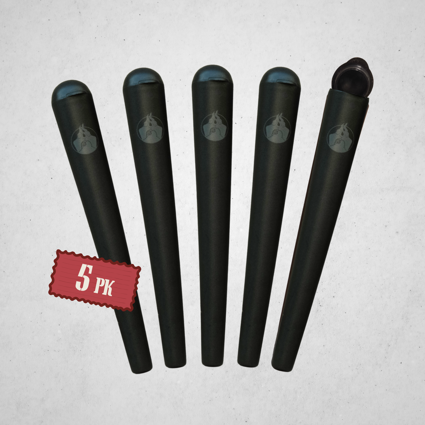 BB'z Pop Top Airtight Storage Tubes - 5 pack - (Matte Black)