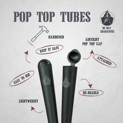 BB'z Pop Top Airtight Storage Tubes - 5 pack - (Matte Black)
